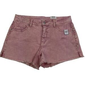 Time and Tru Pink Acid Wash High-Rise Distressed Denim Shorts Women's Size 12